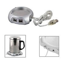 USB Power Mug Warmer Heater Mat Pad with 4 Port USB Hub Office Tea Coffee Cup