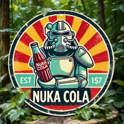 Blechschild Fallout Nuka Cola PR rund   20  cm neu - Bild 1 von 3