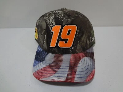 NASCAR #19 Martin Truex Jr. Strapback Hat Bass Pro Shops NEW NWOT Flag Treebark - Image 1 of 4