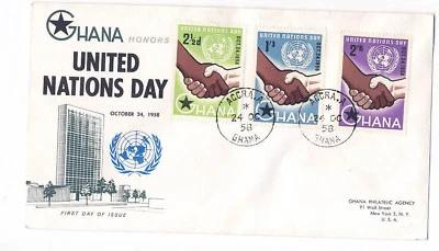 Ghana 1958 Registered First Day Cover United Nations #36-382 Accra to New York U - Image 1 of 2