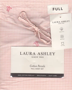 Laura Ashley Full Sheet Set Turtle Gingham Pink 4pc Beach Cottage Farmhouse Chic - Picture 1 of 4