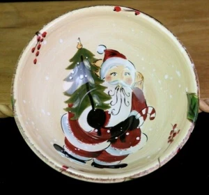 Tabletops Unlimited SNOWSTORM Santa Christmas Holiday Candy Snack Cookie Bowl - Picture 1 of 5