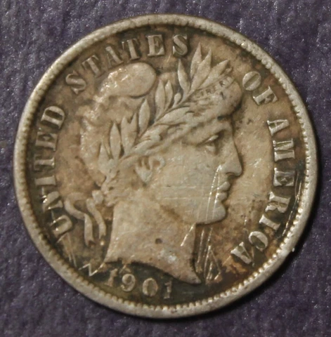 1901 Barber Dime XF Details Scratches Dark............................Lot 8931 Cover