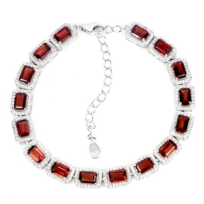 Pulseira de prata esterlina 925 octógono granada Moçambique 6x4mm joias de pedra preciosa 8 - Imagem 1 de 4