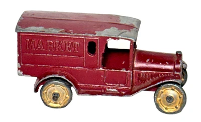 Vintage Tootsietoy Federal Series Dark Maroon Market Van, Rare 3"" - Image 1 of 4