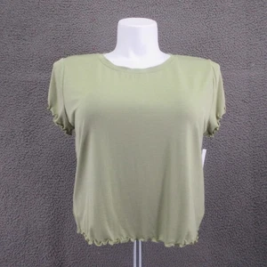 Abound Shirt Womens XL Olive Green Short Sleeve Lettuce Hem Stretch Nordstrom - Picture 1 of 11