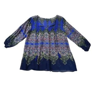 Blusa donna rosa + oliva top floreale trasparente 2x pintuck manica 3/4 Cottagecore - Foto 1 di 8