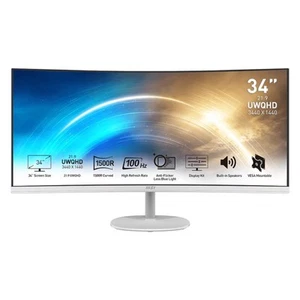 MSI PRO MP341CQW 34" UWQHD VA 100Hz 4ms FreeSync Curved Business Monitor White - Picture 1 of 6