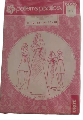 VINTAGE PATTERNS PACIFICA 3025 MISSES DRESS  SIZE 8-18 *UNCUT - Image 1 of 2