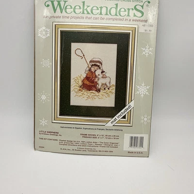 "Kit de puntada de cruz contada de fin de semana pequeño pastor cordero de Navidad 8x10"" con tapete" Foto 1 de 4