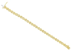 Double Heart Linked Diamond Tennis Bracelets 1.25cttw 14k Yellow Gold - Picture 1 of 4