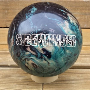 Vintage Brunswick BVP Sidewinder 15 Pfund Bowlingkugel schwarz grün gold Wirbel - Bild 1 von 6
