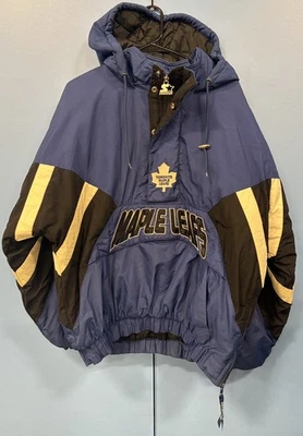 NHL Toronto Maple Leafs Vintage Striped Starter Pullover Jacket Men Size Large - Image 1 of 4