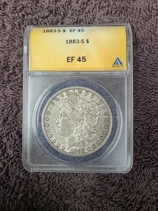 1883 S KEY DATE MORGAN SILVER DOLLAR ANACS CERTIFIED EF45 523801 - Picture 1 of 6