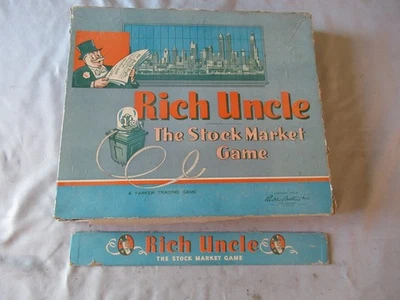 Vtg Rich Uncle Board Game Stock Market Wall St Trading 1955 Parker Bros Complete - Image 1 of 4