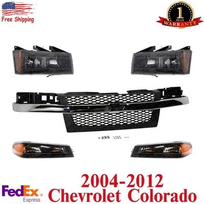 New Front Grille and Headlights Kit For 2004-2012 Chevrolet Colorado - Image 1 of 4