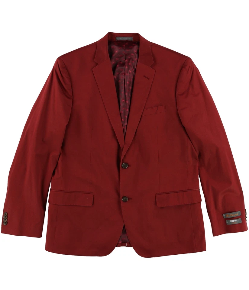 Ben Sherman Mens Stretch Comfort Two Button Blazer Jacket, Red, 42 Regular - Image 1 of 1