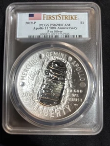 🚀 2019-P Apollo 11 50th Anniv 5 oz Silver $1 – PCGS PR69DCAM FS DCAM - Picture 1 of 2