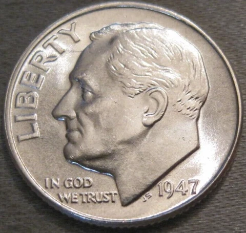 BETTER AS SHOWN - UNCIRCULATED 1947 D ROOSEVELT DIME *** 90% SILVER *** 300 Cover