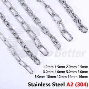 Heavy Duty 304 Marine A2 Stainless Steel Chain Lifting Security Link Long/Short - Picture 1 of 14