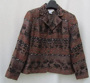Petite L Wearable ART COLDWATER CREEK Brown Lined Jacket ARTSY Nothing Matches - Bild 1 von 4