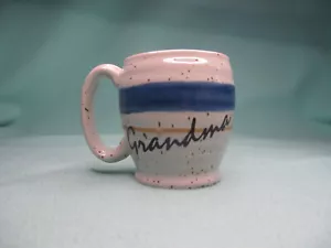 Vintage Clay In Mind Pottery Blue & White Coffee Mug Personalized With "Grandma" - Picture 1 of 10