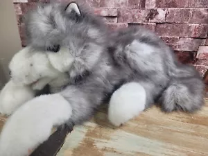Peluche de peluche vintage Folkmanis gris madera lobo 18" marioneta de mano - Imagen 1 de 10