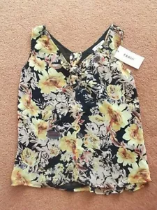 Farhi Damen Ärmelloses Bluse Top Gelb Schwarz Blumenmuster Gr.8 bis 10 Neu - Bild 1 von 5