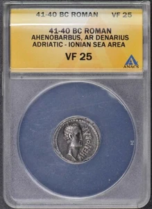 Ahenobarbus 41-40 BC Roman Republic Denarius ANACS VF25 Adriatic - Picture 1 of 4