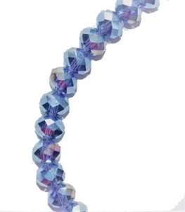 faceted rondelle glass crystal beads, purple AB , option for size 8 mm, 10 mm - Imagen 1 de 2