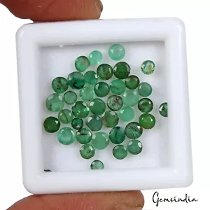 Gemas redondas certificadas de esmeralda colombiana verde natural de 3,50 quilates/40 piezas para joyería - Imagen 1 de 5