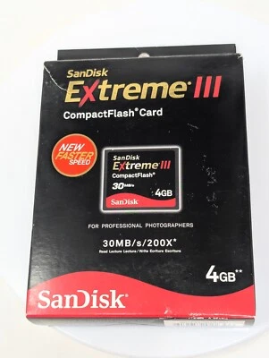 SanDisk Extreme III 4 GB CompactFlash Memory Card (SDCFX3-004G-P31) NIOB - Image 1 of 4