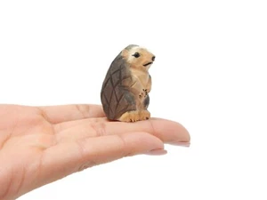 Hedgehog Figurine Statue Garden Decoration Miniature Wood Forest Art Carve Small - Picture 1 of 7