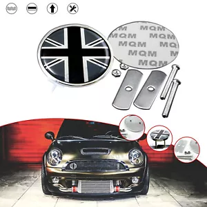 Front Grill Badge w/ Holder Black UK Flag Fit All MINI Cooper R50 R55 R58 R60 - Bild 1 von 5