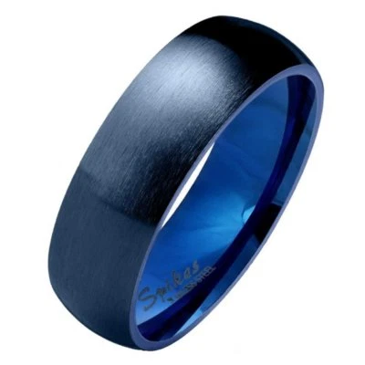 Classic Dark Navy Blue Ring Mens Womens Stainless Steel Wedding Band 6mm Sz 5-13 - Image 1 of 4