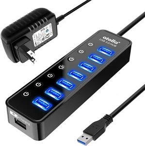 Atolla 7 Port Usb 3.0 Hub With Smart Charging Switches And 5Gbps Sync Speed - Picture 1 of 6