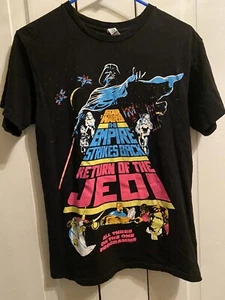 Camiseta Negra Star Wars Empire Strikes Back El Retorno del Jedi Talla Pequeña Retro - Imagen 1 de 5