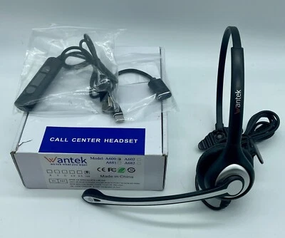 Wantek 600F USB Headset With Microphone For PC Laptop 3.5mm USB C - Image 1 of 4