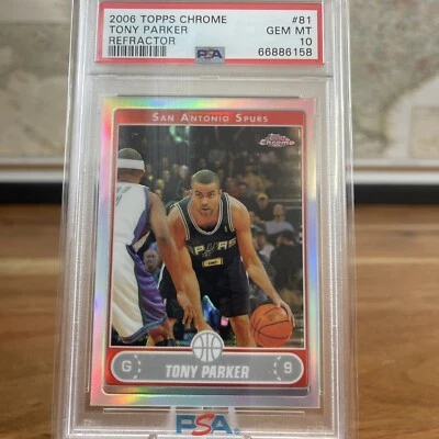 2006 TOPPS CHROME TONY PARKER REFRACTOR GEM MINT PSA 10 HOF - Image 1 of 3