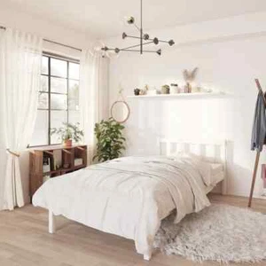 vidaXL Giroletto Bianco in Legno Massello di Pino 90x200 cm - Foto 1 di 9