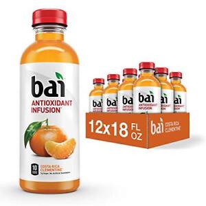 Bai Flavored Water Clementine Antioxidant Infused Drinks 18 Fl Oz Pack of 12