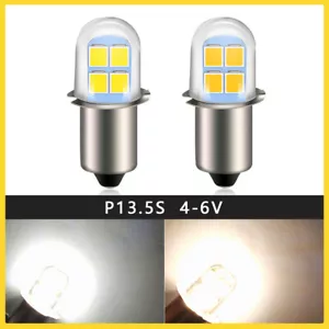 4PCS P13.5S PR2 2835 LED Flashlight Torch Light Bulb DC 4.5V-6V White Warm - Picture 1 of 8