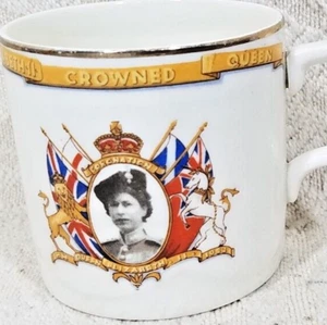 TAZA DE TÉ PORCELANA CORONACIÓN REINA ISABEL II PLATA JUBILEO WINTERTON 1953 DE COLECCIÓN - Imagen 1 de 14