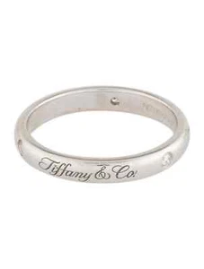 Tiffany & Co Platinum 3 Diamond Notes Band Ring Size 5.25 - Picture 1 of 18