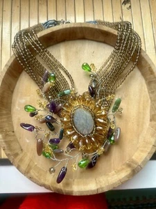 Art to wear/wearable art handmade floral necklace.amethyst,multicolor edelsteine - Bild 1 von 17