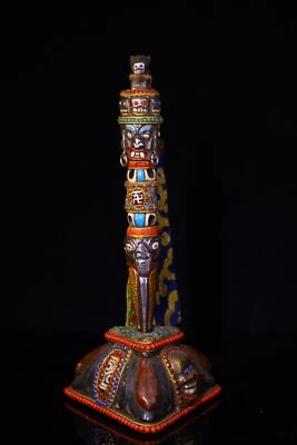 西藏铁镍白铁镶嵌天珠宝石仪式佛法 vajvakilaka vajra — 第 1/4 张图片