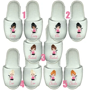 Hairdresser Spa Slippers Personalised  Gift Hair Stylist Pamper Salon - Picture 1 of 6