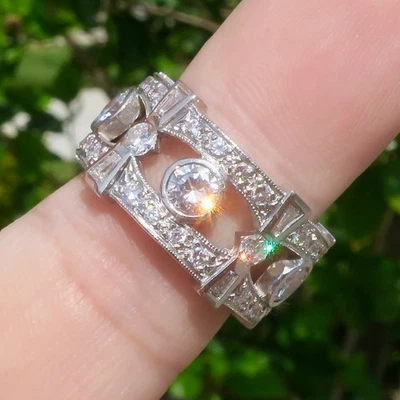 Vintage and Fabulous Platinum Natural Diamond Eternity Band Ring Size 6.5 - Image 1 of 4