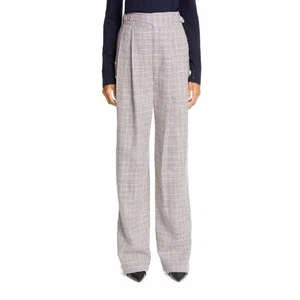 Adam Lippes Silk Linen Wide Leg Plaid Check Pants Retails $1290 New - Picture 1 of 9
