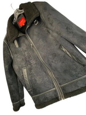 Guess Magnus Mens Black Faux Shearling Suede  Jacket Size XXL EUC - Image 1 of 4